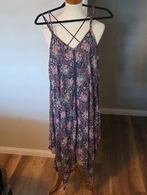Floral Crisscross Strappy Purple Sundress